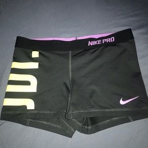 Gray Nike Pros with neon just do it on side!!